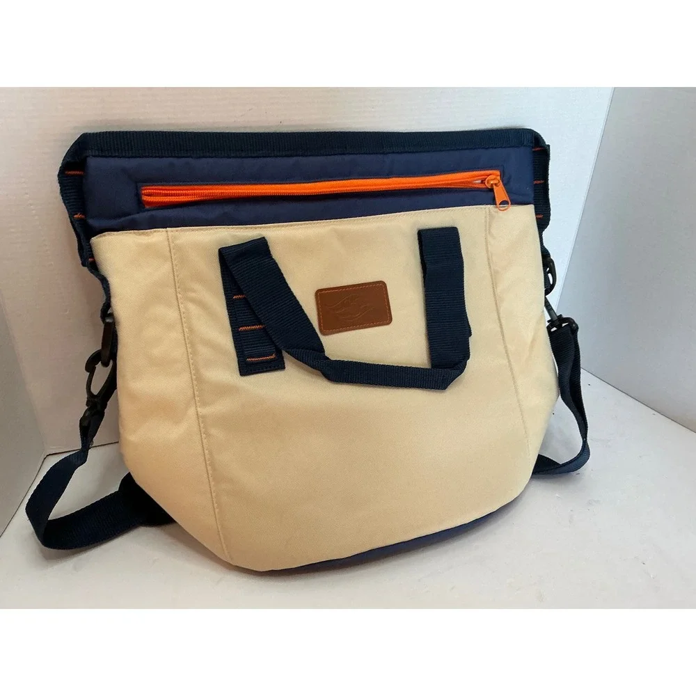 Disney Insulated Cooler Bag Tan Navy Orange Shoulder Strap Large Picnic Tote